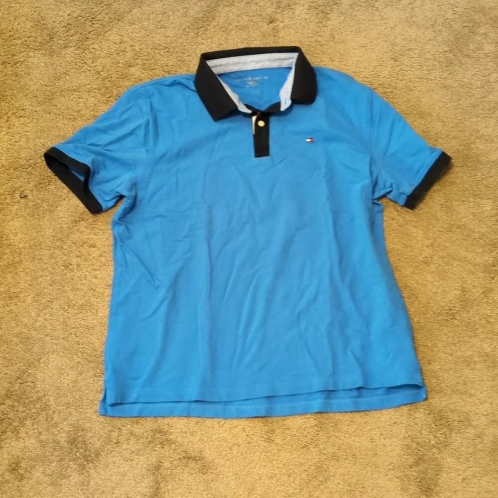 Tommy Hilfiger Vintage Polo Shirt Vintage Y2K Preppy Classic Golf Rugby Logo Blu